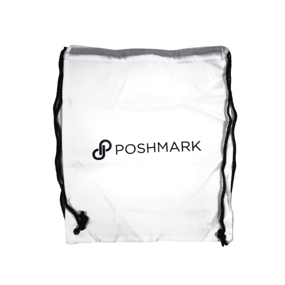 Poshmark Logo White with Black Drawstring Bag Posh Swag Backpack
